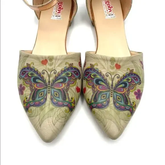 GOBY Butterfly flat ankle bracelet shoes size 38 (US 7) gray-greenish - Picture 3 of 9